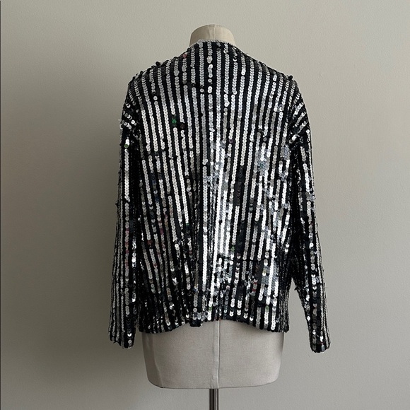 Vintage SEQUIN Rocker SILK STRIPED Jacket SZ M/L - Picture 6 of 7